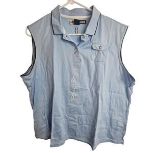 Jamie Sadock Top Golf Polo Shirt Sleeveless Polo Shirt Womens XL Blue Cotton